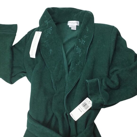 Miss Elaine NWT Robe Bathrobe Long M Pockets Embroidered House Coat Touch Inside - Picture 5 of 7